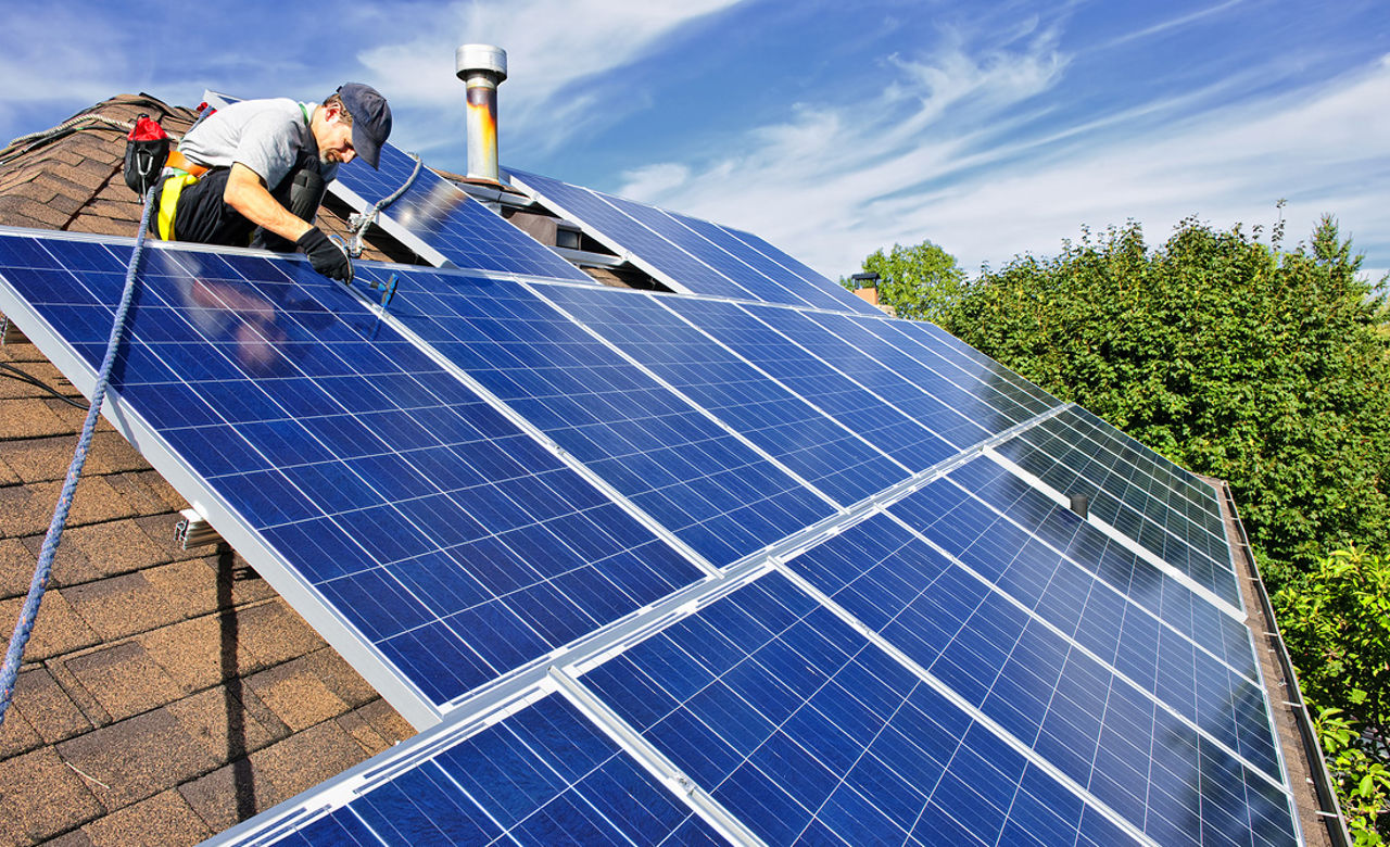 Mounting solar panels on roof