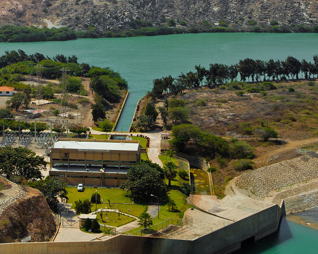 Aerial photo of hydropower plant
